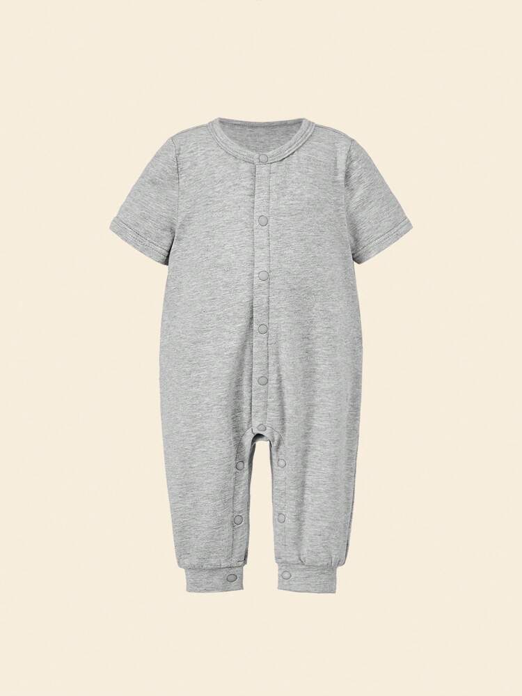 Newborn Baby Boy 2pcs Fox Print Sleep Bodysuit & Button Front Jumpsuit PJ Set