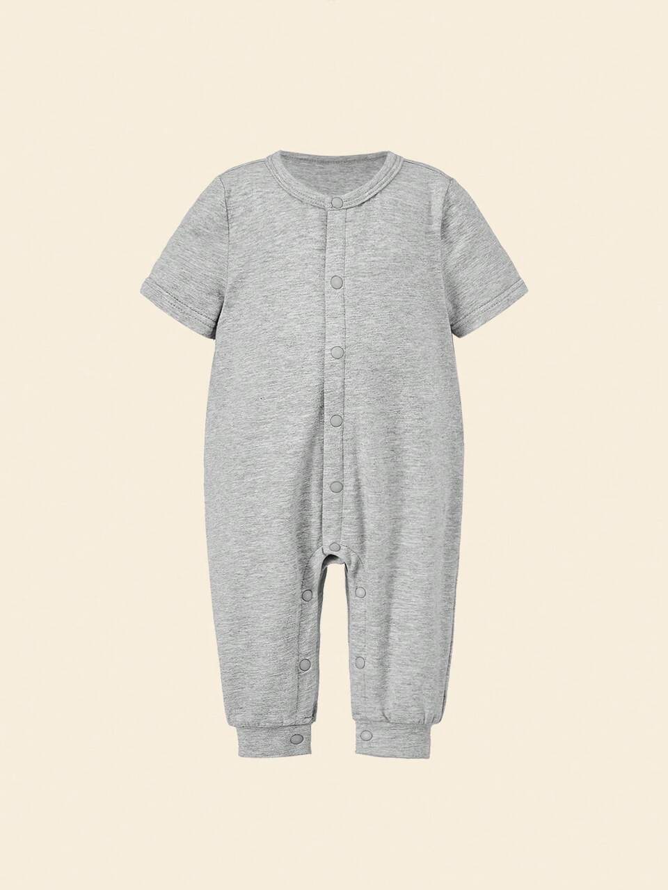 Newborn Baby Boy 2pcs Fox Print Sleep Bodysuit & Button Front Jumpsuit PJ Set