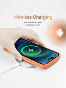 PULOKA 液态硅胶手机壳，带超细纤维衬里，适用于 16 Pro Max、15、14、13、12、11 - 橘色 - 查看 5