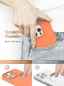 PULOKA 液态硅胶手机壳，带超细纤维衬里，适用于 16 Pro Max、15、14、13、12、11 - 橘色 - 查看 7