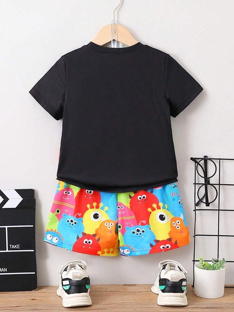 SHEIN Meninos Da Criança Gráfico de Cartoon Conjunto De Camisetas