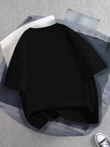 Manfinity Hypemode 男士口號圖案口袋拼接t恤 - 黑色 - 查看 2