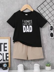 SHEIN Bộ thời trang bé trai Dây kéo Túi Slogan Giải trí - Nhiều màu - Xem 1