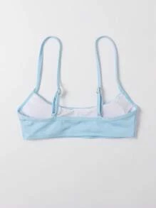 SHEIN Swim Summer Beach Solid Rib Cami Bikini Top - Baby Blue - View 2