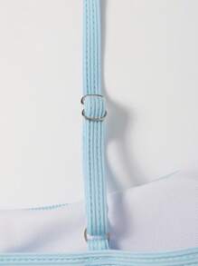 SHEIN Swim Summer Beach Solid Rib Cami Bikini Top - Baby Blue - View 5