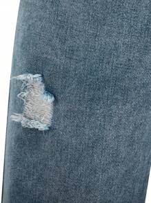 Cô gái tuổi teen Rách Hai âm Quần legging thẳng - Xanh và trắng - Xem 4