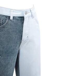 Cô gái tuổi teen Rách Hai âm Quần legging thẳng - Xanh và trắng - Xem 6