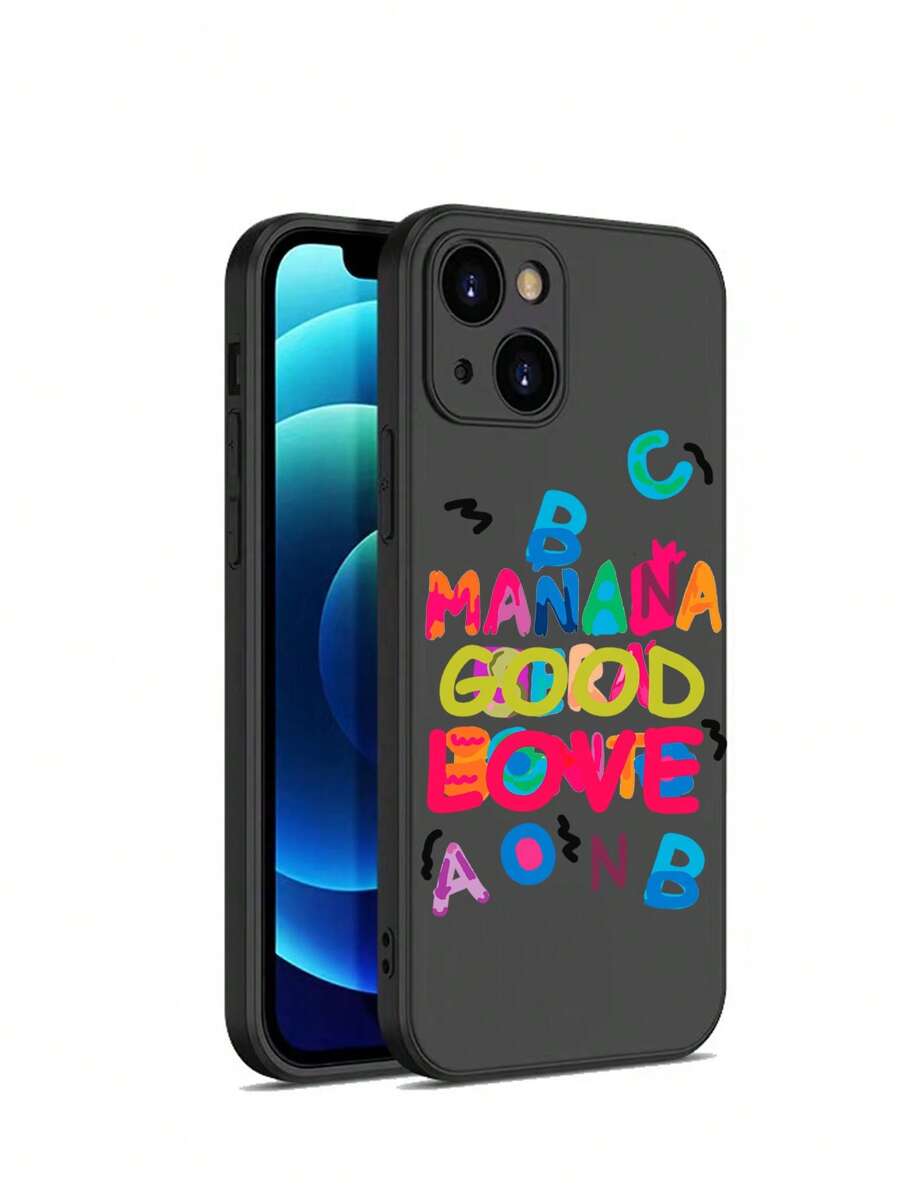 字母圖案手機殼 - 黑色 - 查看 1