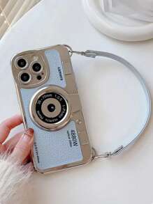 Camera Design Phone Case With Lanyard - Baby Blue - View 1