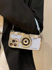 Camera Design Phone Case With Lanyard - Baby Blue - View 2