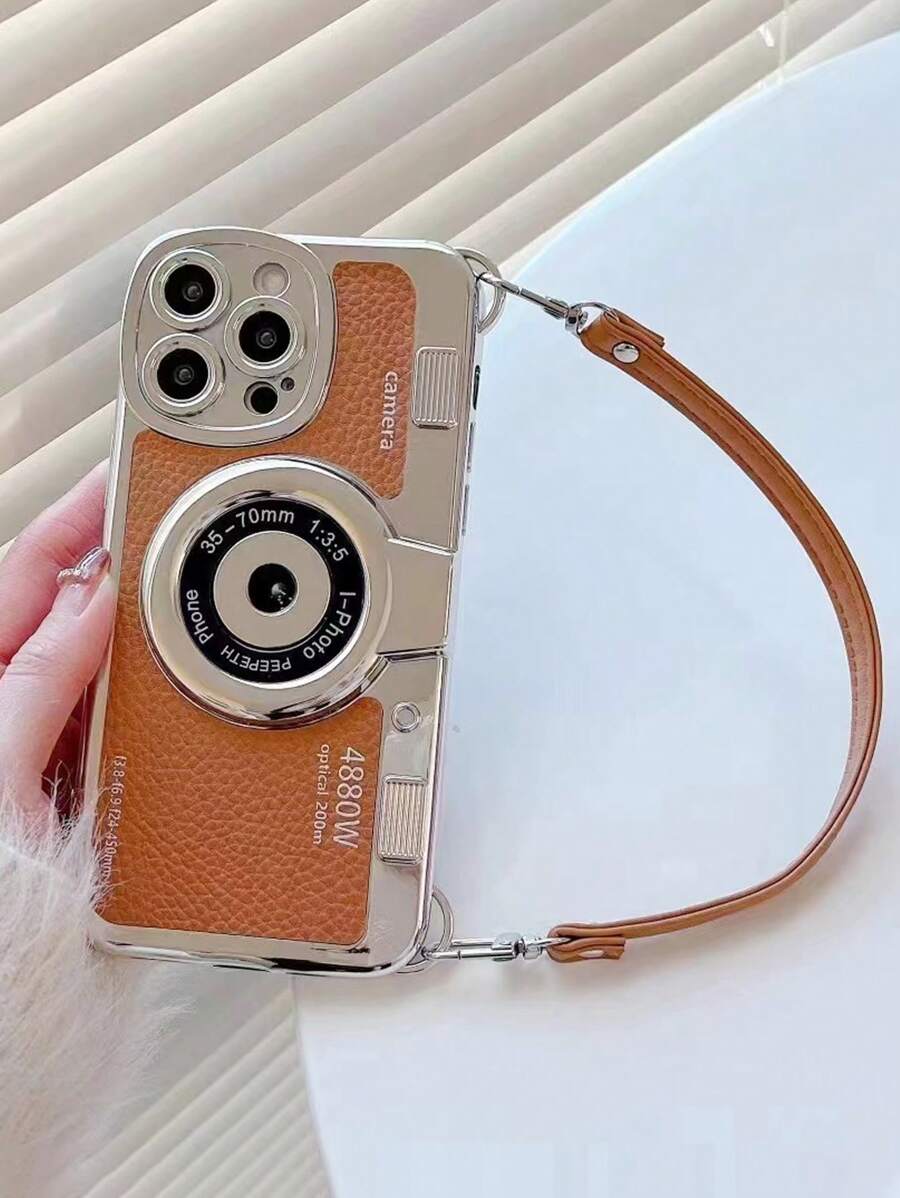 Funda para móvil con diseño de cámara con acollador - Marrón - Ver 1