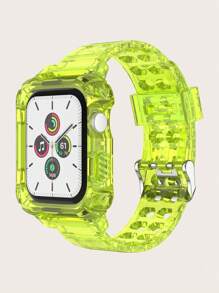1pc 2 In 1 Plain Clear Watchband & Watch Case Compatible With Apple Watch Band 45/49/38/40/41/42/44mm, Compatible With Apple Watch Ultra/SE/9/8/7/6/5/4/3/2/1 Apple Watch Strap - Yellow - View 1