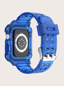 2合1透明手錶帶和手錶殼，適用於蘋果手錶帶45/49/38/40/41/42/44毫米，適用於蘋果手錶Ultra/SE/9/8/7/6/5/4/3/2/1手錶帶 - 藍色 - 查看 2