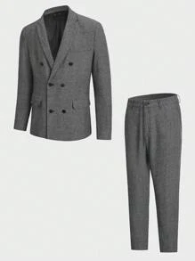 Manfinity NiteLyfe Men Double Breasted Blazer & Trousers Set - Grey - View 1