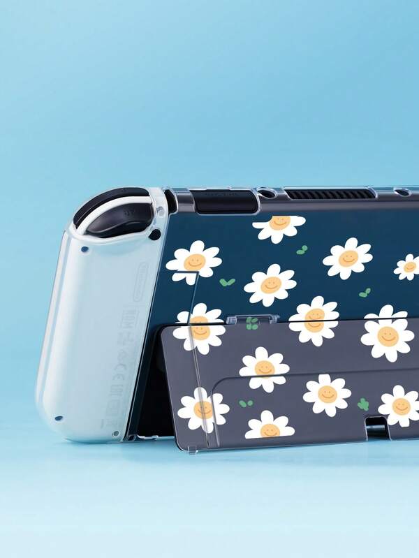 Funda con patrón de flor silicona transparente compatible con Nintendo ...