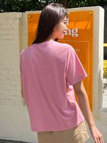 DAZY Áo thun nữ Lá thư Giải trí - Hồng - Xem 2