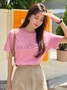 DAZY Áo thun nữ Lá thư Giải trí - Hồng - Xem 5