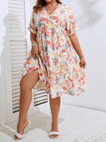 Breezaya 大碼印花荷葉邊娃娃裙 - 彩色 - 查看 5