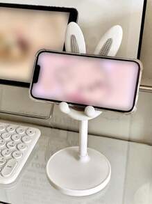 1pc Rabbit Ear Decor Adjustable Phone Holder - White - View 2