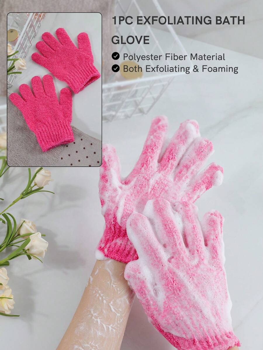 2pcs Exfoliating Glove ,Dead Skin Bath Exfoliating Gloves For Shower Spa Massage Body Scrub Shower Medium Exfoliate Glove For Dead Skin Bath Exfoliating Gloves For Shower Spa Massage Body Scrub - Shower Gloves Exfoliating For Women & Men Wash Gloves Dual Texture Bath Gloves For Shower Body Scrub Exfoliating Mitt Dead Skin Remover Exfoliator Mitten Natural Body Washcloth Body Cleaning Tool Rose Red