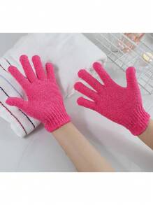 2pcs Exfoliating Glove ,Dead Skin Bath Exfoliating Gloves For Shower Spa Massage Body Scrub Shower Medium Exfoliate Glove For Dead Skin Bath Exfoliating Gloves For Shower Spa Massage Body Scrub - Shower Gloves Exfoliating For Women & Men Wash Gloves Dual Texture Bath Gloves For Shower Body Scrub Exfoliating Mitt Dead Skin Remover Exfoliator Mitten Natural Body Washcloth Body Cleaning Tool Rose Red