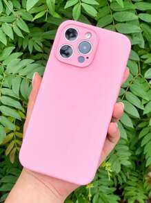 Pink Phone Case Compatible With IPhone 16 Plain Silicone Phone Case Waterproof Shockproof Anti-Fall Scratch Resistant - Watermelon Pink - View 5