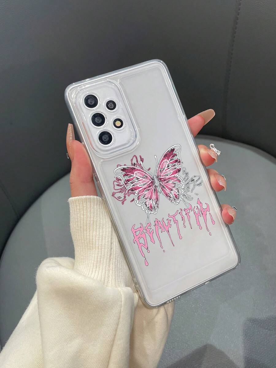 Butterfly Pattern Clear Phone Case - Multicolor - View 1