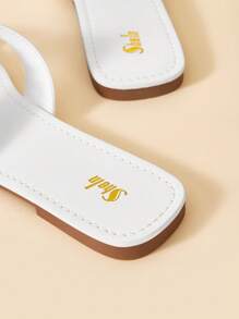 SheIn VCAY Dép Xăng Đan Cut Out Nữ, Xăng Đan Trượt Xanh Thời Trang - trắng - Xem 4