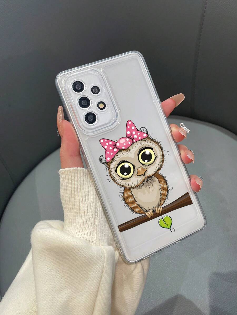 Cartoon Owl Print Clear Phone Case - Multicolor - View 1