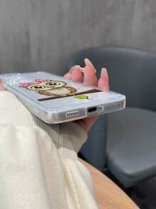 Cartoon Owl Print Clear Phone Case - Multicolor - View 4