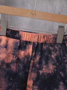 SHEIN 2件套男童紮染多彩休閒運動短袖T恤和短褲，適合度假，寬鬆百搭，春夏 - 彩色 - 查看 7