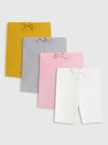 SHEIN Toddler Girls 4pcs Bow Front Biker Shorts