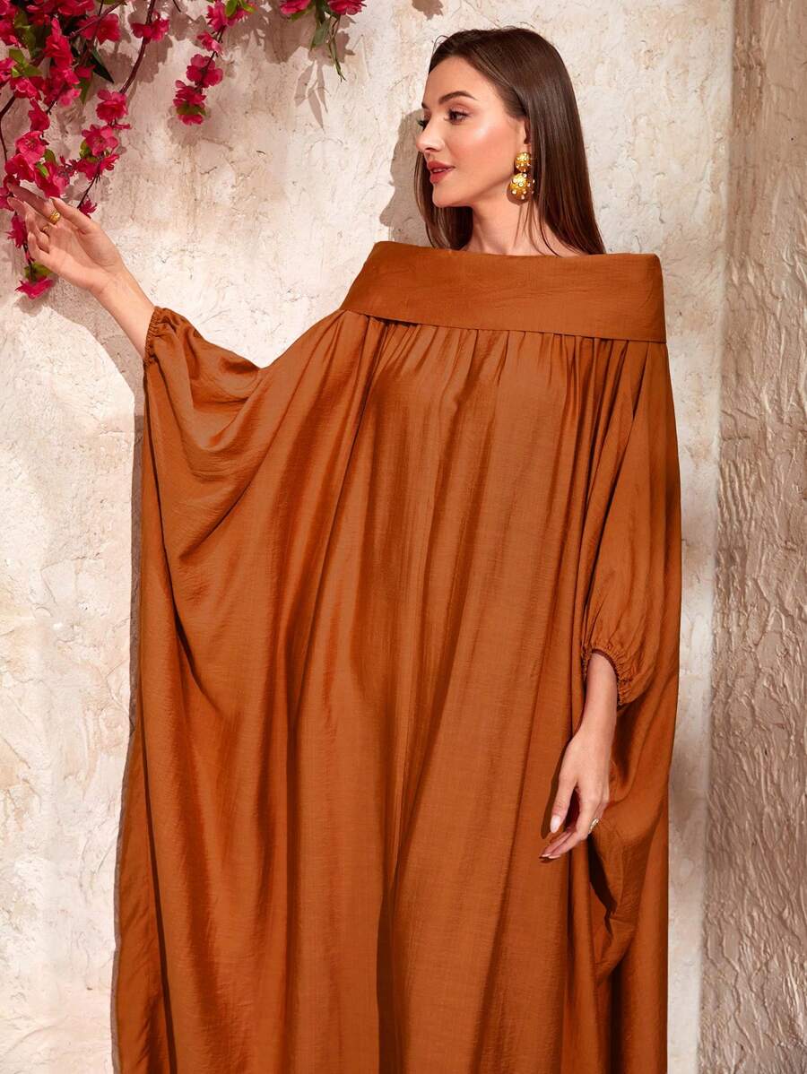 Al Najma Kaftan & Jalabiya màu trơn Khiêm tốn - Rỉ Nâu - Xem 1