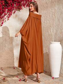 Al Najma Kaftan & Jalabiya màu trơn Khiêm tốn - Rỉ Nâu - Xem 2