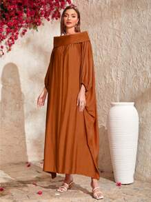 Al Najma Kaftan & Jalabiya màu trơn Khiêm tốn - Rỉ Nâu - Xem 5