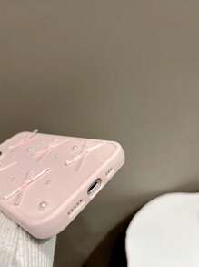 Étui de téléphone décoré d'un nœud rose kawaii pour iPhone 16 Apple