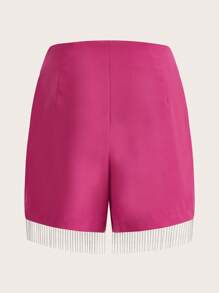 GENKIRA Quần đùi nữ mép màu trơn Giải trí - Màu Hồng Tươi - Xem 2