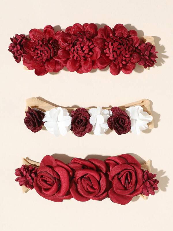 3pcs Baby Flower Decor Hair Band Love Valentine