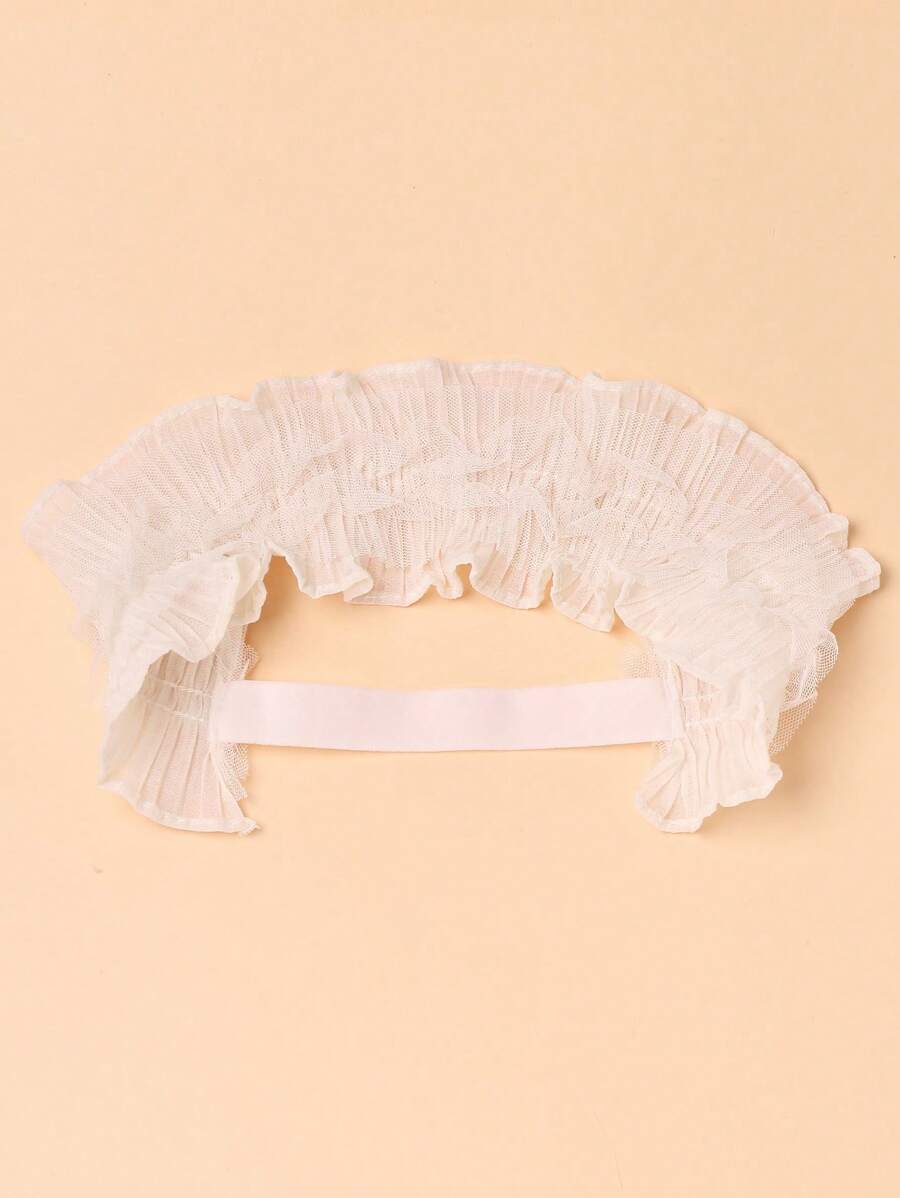 Baby Ruffle Trim Hair Band Love Valentine - Beige - View 1