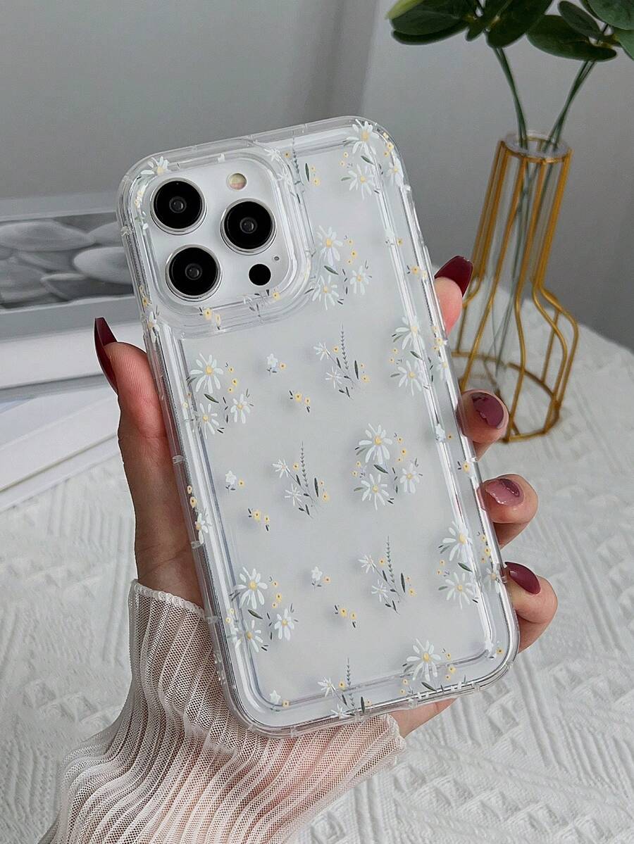 Funda de celular transparente floral - Negro - Ver 1