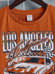 SHEIN 休閒車 字母男童上衣 - 亮橙色 - 查看 3