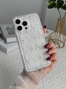 Funda de celular transparente floral - Negro - Ver 3