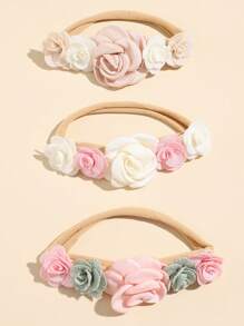 3入組嬰兒花朵裝飾彈性髮帶 - 彩色 - 查看 2