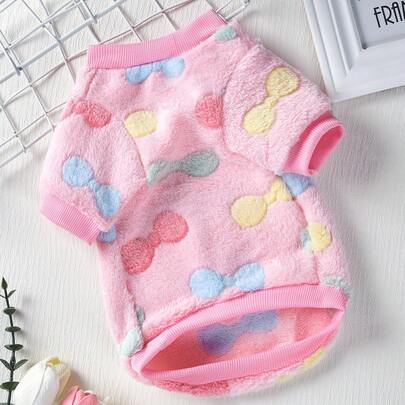 PETSIN 1入組蝴蝶結圖案寵物運動衫適用於貓和小狗