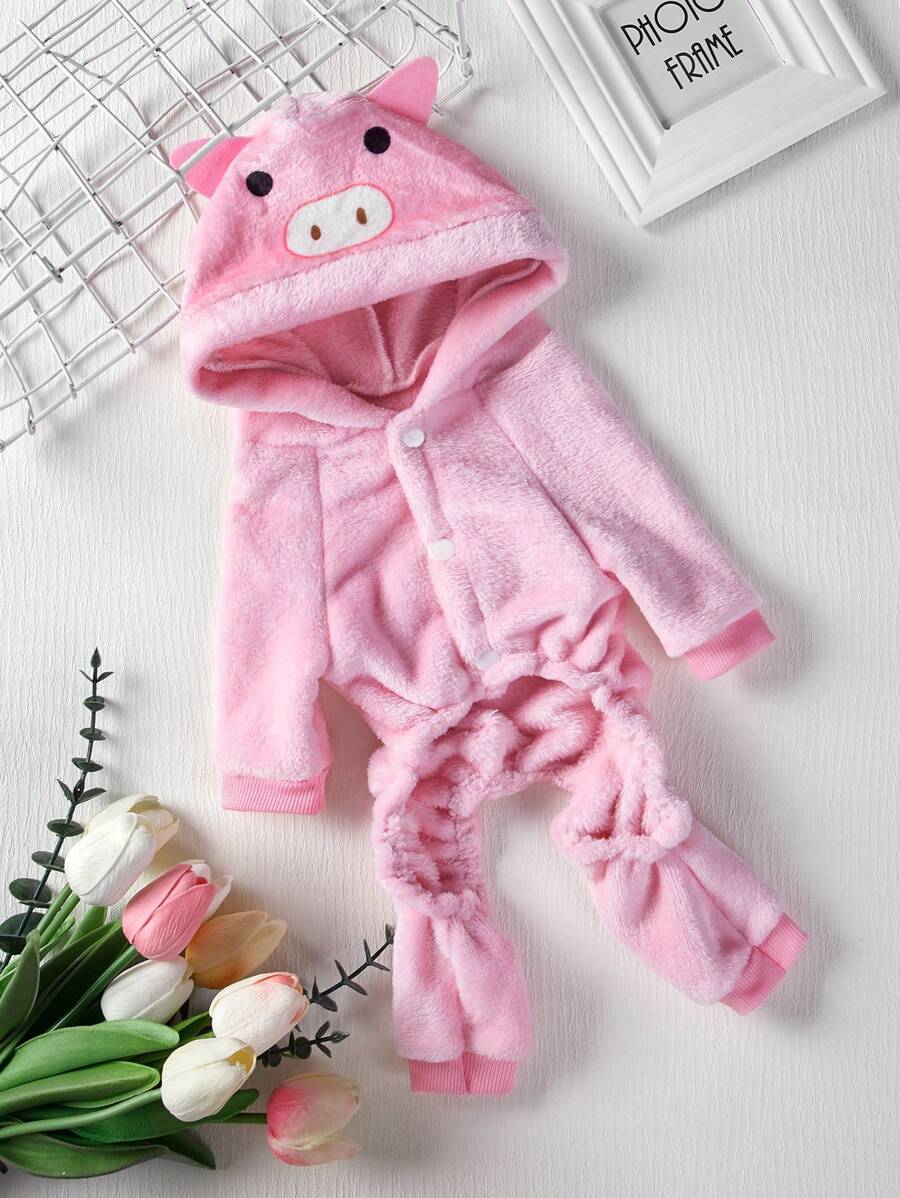 PETSIN 1入組豬設計連帽寵物連體褲適用於貓和小狗 - 彩色 - 查看 1