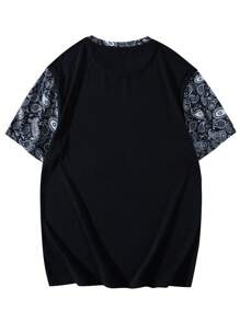 Manfinity Homme 男士佩斯利印花T恤 - 黑色 - 查看 2