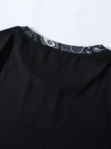 Manfinity Homme 男士佩斯利印花T恤 - 黑色 - 查看 3