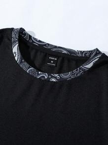 Manfinity Homme 男士佩斯利印花T恤 - 黑色 - 查看 6