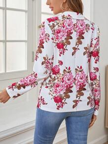 SHEIN Floral Print Shawl Collar Open Front Blazer In Fall/Winter - Multicolor - View 3