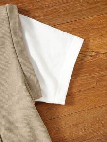 SHEIN Da Bambini Maglietta & Pantaloncini con grafica slogan con tasca a marsupio 2 in 1 con cappuccio